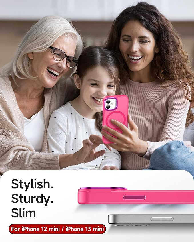 LeYi for iPhone-13 Mini Phone Case/iPhone-12 Mini Case:[ Screen Protector X2+ Camera Cover X2] Compatible with Magsafe i 13mini 12mini Cases Slim Magnetic Protective Rugged Fundas para, Hot Pink - Image 6