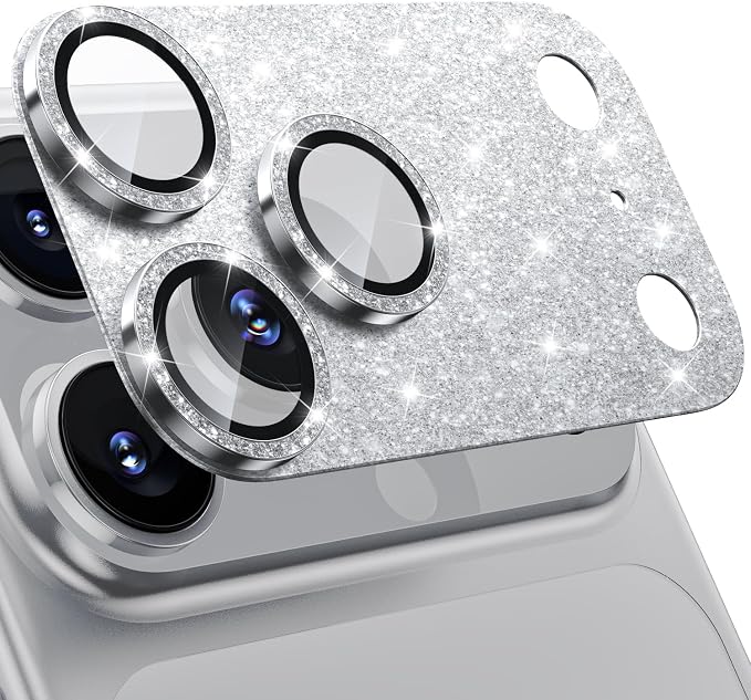 WSKEN for iPhone 17 Pro Max Camera Lens Protector - Military Grade Design | Strong Adhesion, Daily Shatterproof, Metal Aluminum Alloy Tempered Glass Camera Screen Protector, Glitter by SmartProtectionGreenerFuture