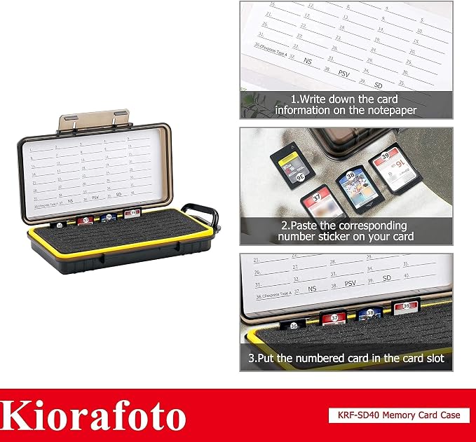 40 Slots Memory Card Case + 120 Count Card Labels: Camera Memory Card Holder Organizer with Memory Card Labels for SD SDHC SDXC Cfexpress Card - Image 5