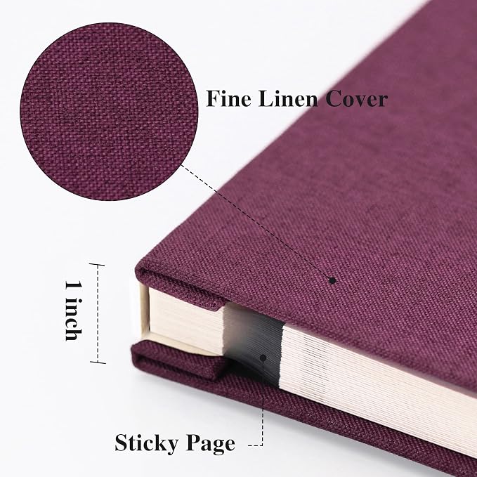 Vienrose Large Photo Album Self Adhesive for 4x6 8x10 10x12 Pictures Linen Scrapbook Album DIY 40 Blank Pages with A Metallic Pen | Linen Cover, Scrapbook, Fits 4X6 8X10 10X12 Pictures, Metallic Pen, Diy - Image 3