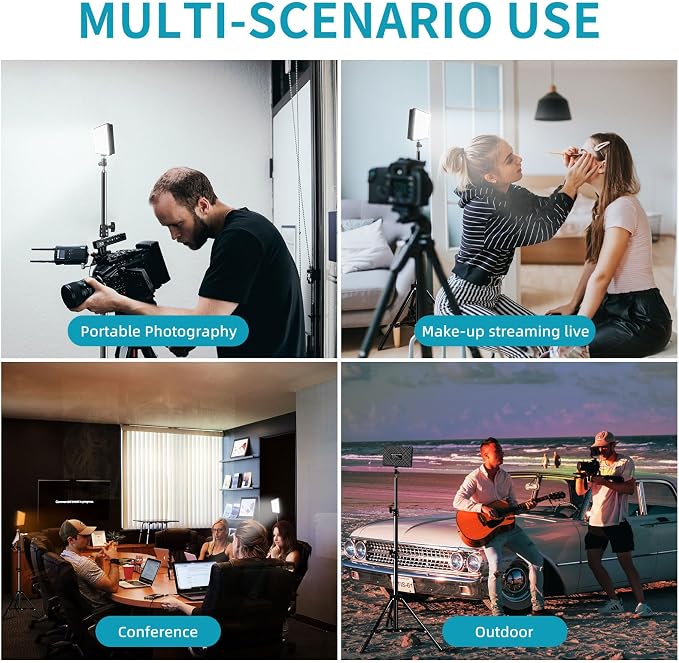 LED Video Light Kit 2Pcs, Hagibis Studio Lights 18 Color Filters for Photography Lighting with Adjustable Tripod Stand Streaming Lights for Photo Camera Recording Computer Zoom Stream TikTok YouTube - Image 6