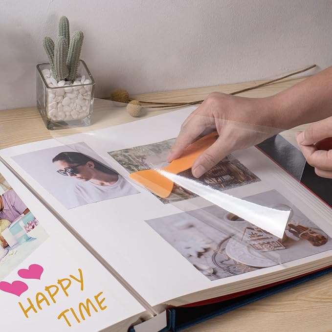 Large Photo Album Self Adhesive 4x6 5x7 3x5 8.5x11 Scrapbook Magnetic Album DIY Scrap Book Length 13 x Width 12.8 (Inches) 120 Sticky Pages Linen Cover DIY Photo Album (Blue) - Image 2