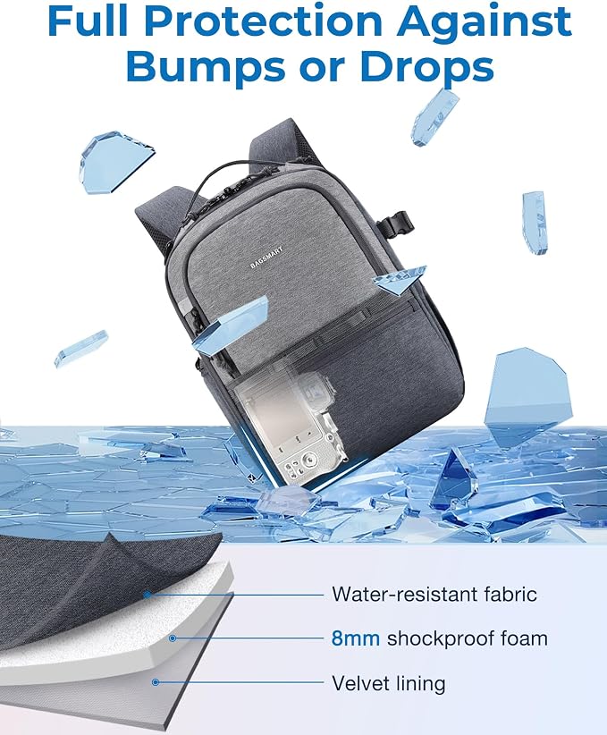 BAGSMART 2 in 1 Small Camera Backpack for DSLR, Fits 12.9" iPad, Gray | Small SLR Camera Bags for Photographers with Shoulder Strap, Compatible for Sony Canon Nikon, Travel Backpack for Men Women - Image 3
