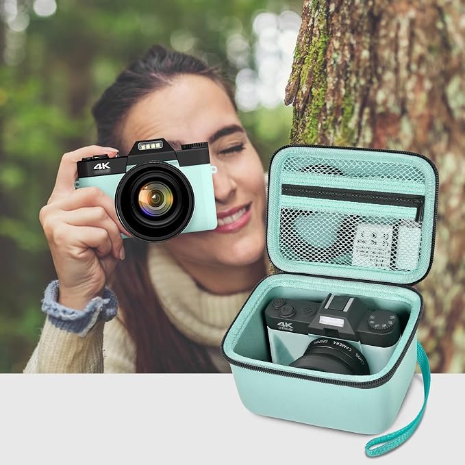 Comecase Vlogging Camera Case for Duluvulu/for VJIANGER 4K Digital Cameras | Mesh Pocket for Charging Cables and Batteries, Travel Storage for Vloggers, Parties and Camping (Green) - Case Only - Image 6