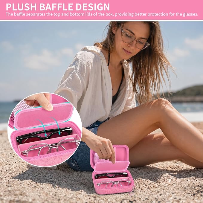 GWCASE Portable 2 in 1 Contact Lens Case and Glasses Case for 2 Pairs - Image 5