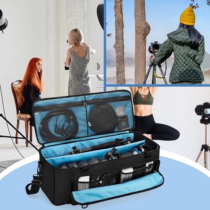 samdew 30'' Tripod Travel Bag, Photo Studio Equipment Case, Soft Bag Only | Large Photography Organizer with Secure Buckles & Lens Storage Pocket, for Light Stand, Monopod, Mic Stand, Camcorder & More - Image 7