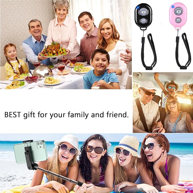 Cellphone Remote Shutter for Smartphones and Tablets, AOQIYUE Wireless Camera Remote Control Compatible with iPhone/Android Cellphone Wrist Strap Included (Black+Pink) - Image 6