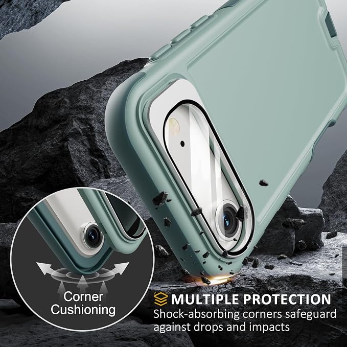 Follaroma Magnetic for iPhone 17 Air Case with Camera Cover Stand, Green | Built-in Glass Camera Cover Stand,Compatible with MagSafe,Heavy Duty Shockproof Protective,Military-Grade Anti-DropDual Case - Image 5