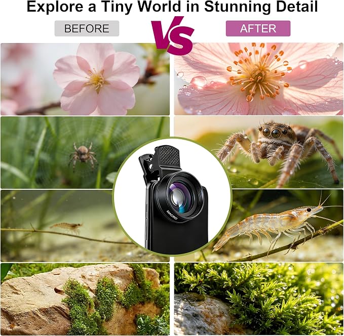 3-in-1 Macro & Wide Angle Lens for iPhone with CPL Filter | 12.5X Macro Detail, 0.45X Wide Angle, Circular Polarizer, 47–52mm Adapter Ring, Versatile Photography Setup - Image 4