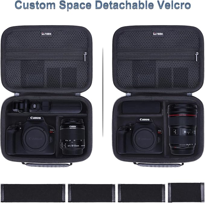 L LTGEM Hard Camera Case Compatible with Canon EOS Rebel T7, R50, R6 Mark II, R100, DSLR SLR Cameras, Lenses, and Tripods, Camera Travel Bag, Featuring 4 Dividers and a Shoulder Strap, Dark Gray - Image 2