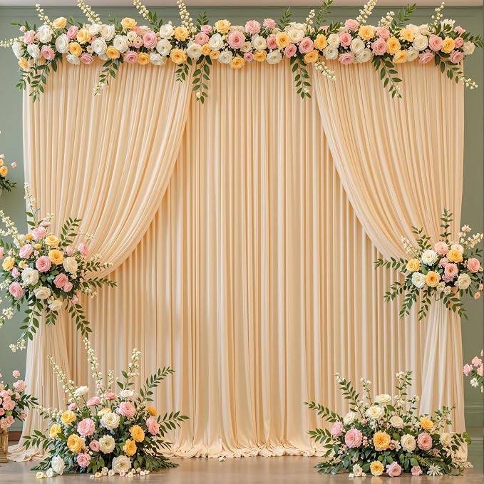 20x10 Dark Champagne Backdrop Curtain for Parties Wedding Baby Shower Wrinkle Free Photo Curtains Backdrop Drapes Fabric Decoration for Bridal Shower 5ft x 10ft,4 Panels - Image 3