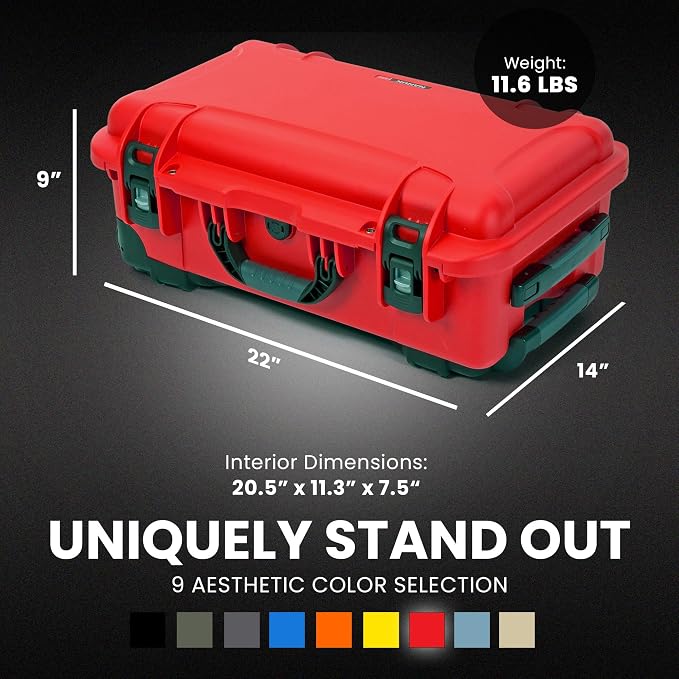 NANUK 935 Hard Case Empty - Waterproof with Wheels, 22"x14"x9" - Dustproof and Impact Resistant, Carry-On Approved for Most Airline - Red - Image 5