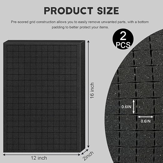 Pick and Pluck Foam Sheets, 2Pcs 16 x 12 x 2 Inch Pick Apart Foam Inserts for Camera Storage, Crafts, Tool Box, Storage Drawer - Image 2