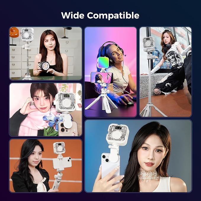 RGB Video Light, Magnetic Portable Fill Light with Clip for Phone/Laptop | LEEKAI P6 CRI 95+ 2500K-9000K, 2000mAh Rechargeable LED Camera Light for YouTube TikTok Zoom Meetings - Image 8