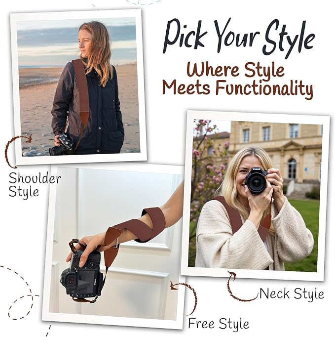 Art Tribute Camera Strap - Shoulder, Crossbody & Neck Camera Strap for Photographers, Fits All Cameras, Canon Nikon Sony Fujifilm, Padded Strap W/Quick Release, Embroidered Cotton & Leather Ends - Image 6