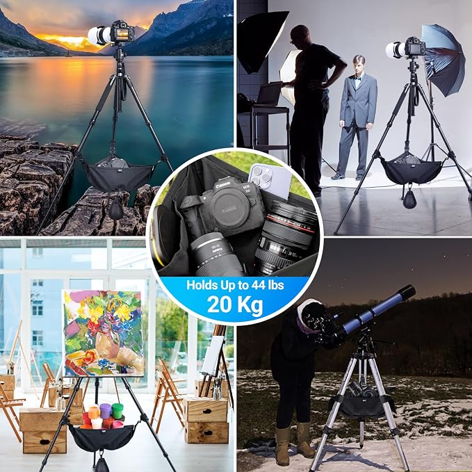 JJC Tripod Weights Stone Bag, Heavy Duty Weighted Sand Bags for Tripod Easel Light Stand Photography Astrophotography Paintings, Tripods Rock Bag with Adjustable Buckles & 9 Extra Pockets - Image 6
