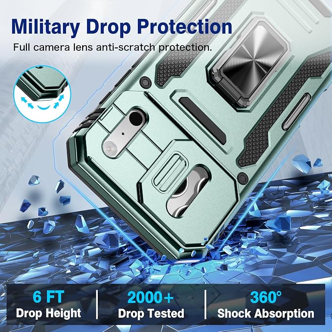 VEGO for iPhone 17 Pro Case with Privacy Screen Protector Light Green | Slide Camera Cover & Ring Kickstand Military Grade Heavy Duty Protection Cover for iPhone 17 Pro 5G 6.3 Inch - Light Green - Image 6