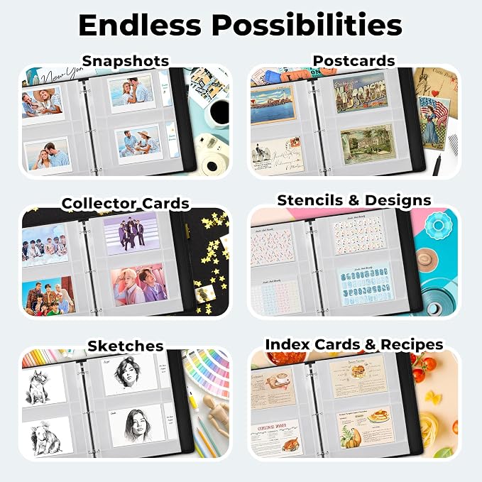 Dunwell 4x6 Photo Sleeves for 3-Ring Binder, (Horizontal, 25 Pack) for 100 Pictures, Each Sheet Holds Four 4 x 6 Pictures or Postcards, Acid-Free Poly Photo Album Refill Pages - Image 6