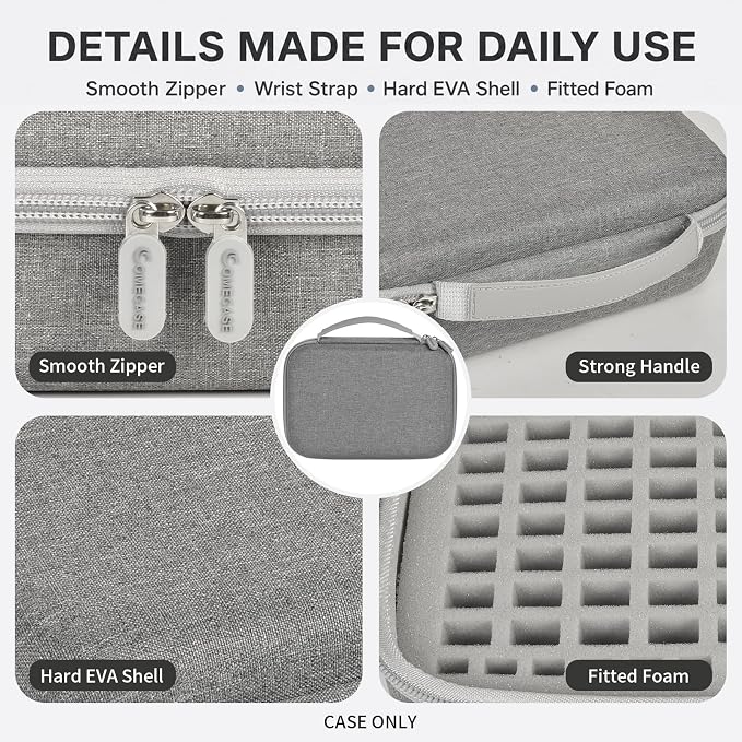 Comecase USB Flash Drive Case, Holds 85 USB Drives and 25 SD Cards | Pre-Cut Foam Fits Mixed Drive Sizes Flash Drive; EVA Shell Protects Data on the Go, Grey, X-Large, Case Only - Image 6