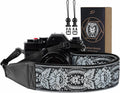 Padwa Lifestyle Camera Strap - 2" Full Grain Leather Ends Camera Straps for Photographers, Vintage Embroidered Cotton Weave Soft Suede Fabric Padded Strap Quick Release fits All Cameras by PadwaLifestyleCameraStrap