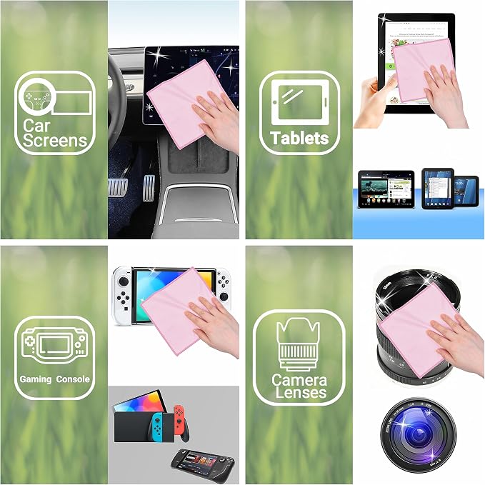 Eco-Fused Microfiber Cleaning Cloths Double-Sided - 5 Pack - 6.6 x 6.2 inch - Microfiber and Suede Cloth for Smartphones, LCD TV, Tablets, Laptop Screens, Camera Lenses (Pink) - Image 6