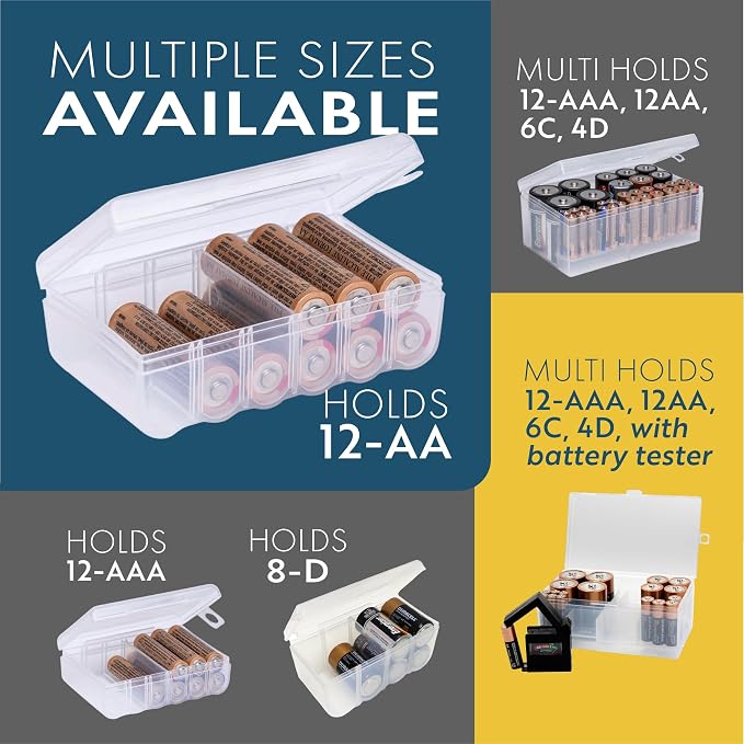 Dial Industries Battery Storage Organizer Case, Holds 12 AA | Keeps loose batteries sorted and easy to find, Compact size fits drawers or closets, Great for home or office use - Image 2