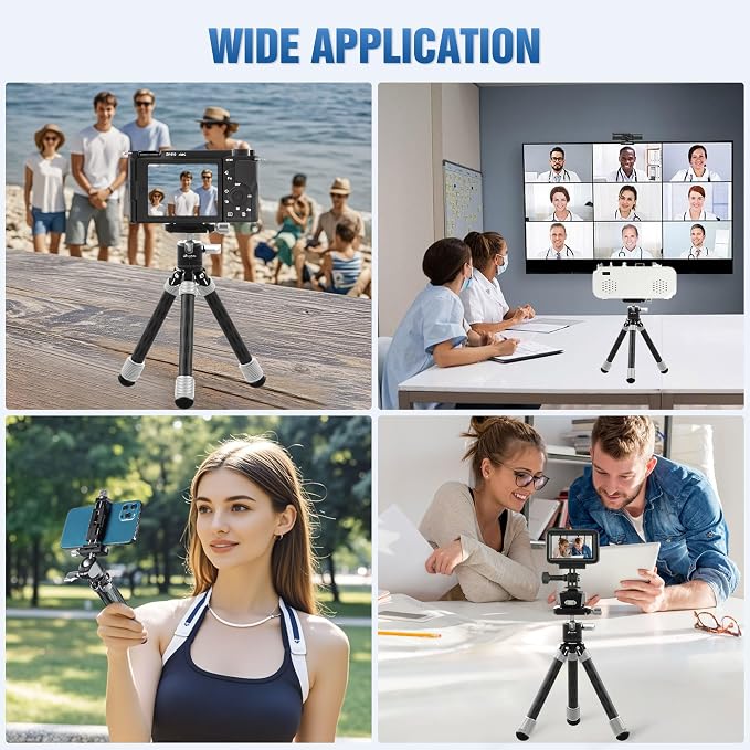 LEOFOTO Carbon Fiber Mini Table Tripod with Ball Head for Camera, Lightweight Desktop Tripod with Base, 1/4" Arca QR Plate for Phone Adaptor/Projector, Max Height 10.43", Max Load 11LB, MT-02C Plus - Image 7