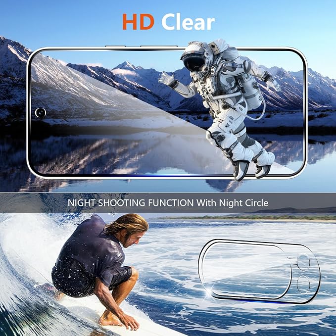 (3+2 Pack) Glass Screen Protector for Google Pixel 10 Pro with Camera Lens Protector,9H Tempered Glass,Fingerprint Unlock,Anti-Scratch,Bubble Free,Case Friendly - Clear - Image 7
