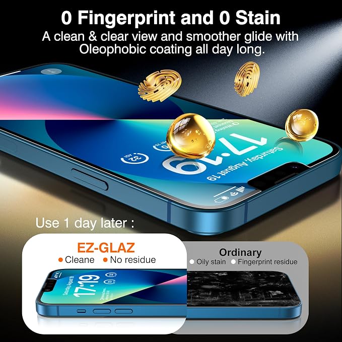 EZ-GLAZ-4+2 Pack for iPhone 13 Privacy Screen Protector (6.1") | 2-Pack Lens Protectors, Alignment Kit, Easy Installation, 9H+ Tempered Glass, Scratch Resistant, 28° Privacy Protection - Image 8