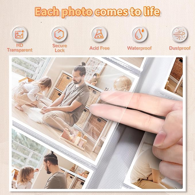 Artfeel Photo Album 4x6 with 1000 Pockets,Slip-in Picture Albums,Linen Cover Memory Book with Front Window,White Page Vertical Photo Book for Wedding,Family,Anniversare,Baby,Vacation - Image 4