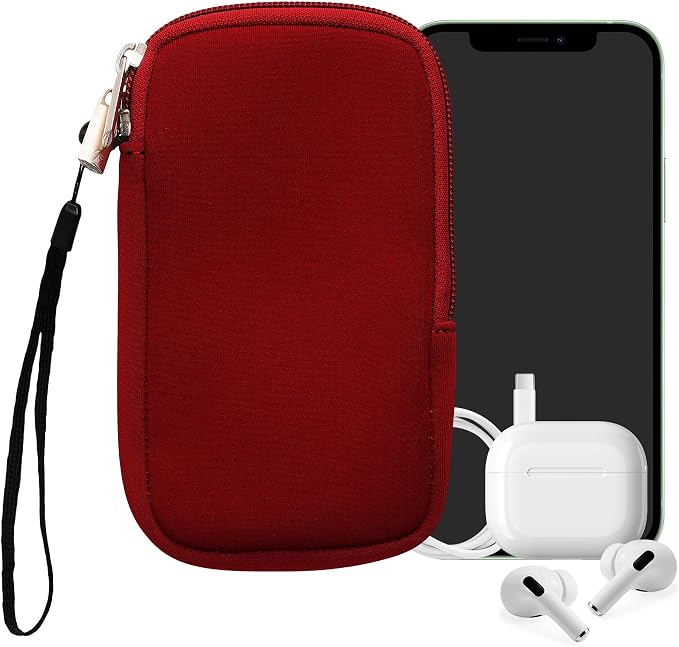 kwmobile Universal Phone Pouch Size M - 5.5" - Neoprene Smartphone Pouch with Zip - Water-Repellent Mobile Phone Case - Sleeve in Red - Image 8