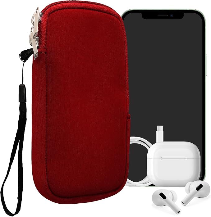 kwmobile Universal Phone Pouch Size M - 5.5" - Neoprene Smartphone Pouch with Zip - Water-Repellent Mobile Phone Case - Sleeve in Red by kwmobile