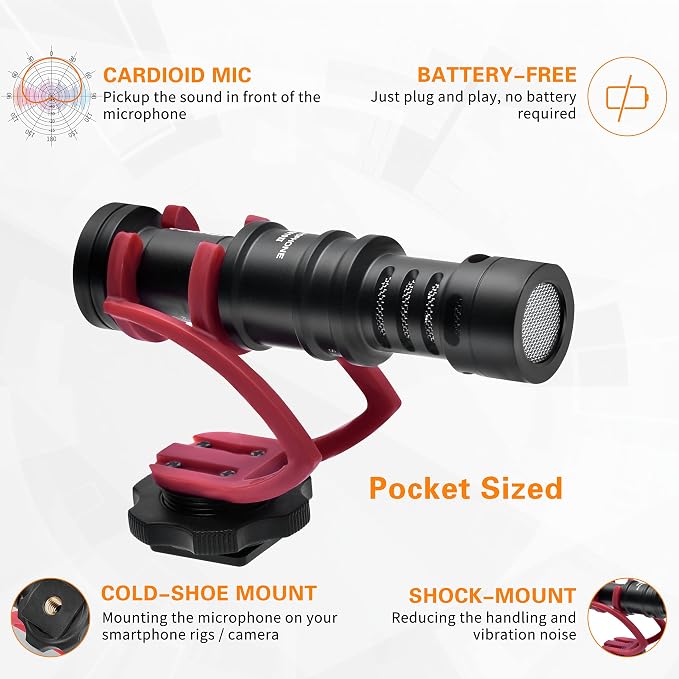 comica Camera Microphone, CVM-VM10II Directional Microphone Cardioid Shotgun Video Camcorder Microphone for Canon, Nikon, Fuji, Sony, Panasonic, Olympus DSLR Cameras, Smartphones (with Wind Muff) | Wind Muff, Condenser, Shotgun Video Microphone for Can... - Image 2