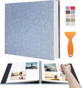 Large Photo Album Scrapbook – Holds 4x6, 8x10 Pictures – Self-Adhesive Pages for Baby, Wedding, Travel & Family Memories | Includes Metallic Pen & Scraper/Light Blue Large DIY Memory Book for Gifts by HoneyTolly