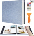 Large Photo Album Self Adhesive Scrapbook Album for 4×6 8×10 Pictures DIY Magnetic Linen Cover Album 60 Pages for Family Wedding Gifts with Metal Pen and Plastic Board by HenPisen