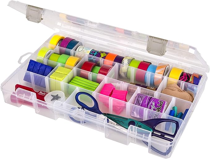 ArtBin Large Solutions Box Clear Art & Craft Organizer with Dividers - Plastic Storage Case for Convenient and Versatile Storage - Ideal for Various Craft Supplies | 20 Removable Dividers, 14.125 x 9 x 2 Inches, Secure Latches, Stackable, Clear Durable... by ArtBin