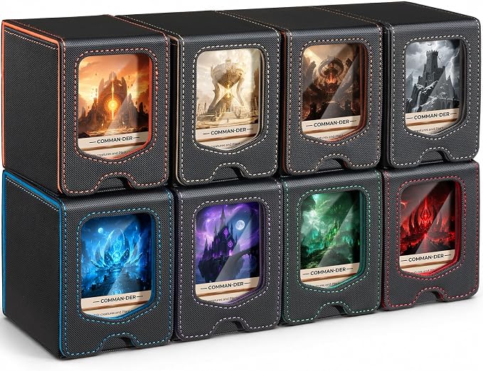 Fabmaker 8 Pack Deck Box Compatible with MTG Commander,Comman-der Deck Box | gnetic Trading Card Storage Box with Comman-der, Fits 100 Double-Sleeved Cards, Card Box Compatible with Magic the Gathering by Fabmaker