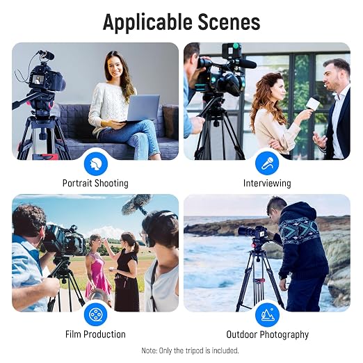 NEEWER 79"/200cm Video Tripod, Heavy Duty Aluminum Alloy Camera Tripod Stand with 360° Fluid Drag Head, QR Plate Compatible with Canon Nikon Sony and Other DSLR Camera Camcorder, Load Up to 17.6lb/8kg - Image 5