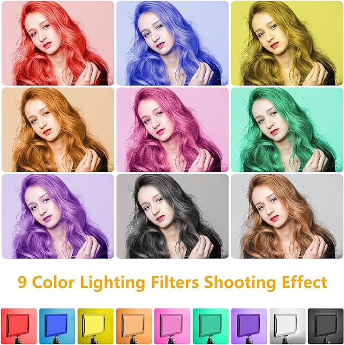 3 Packs 70 LED Video Light with Adjustable Tripod Stand/Color Filters, Obeamiu 5600K USB Studio Lighting Kit for Tablet/Low Angle Shooting, Collection Portrait YouTube Photography - Image 5