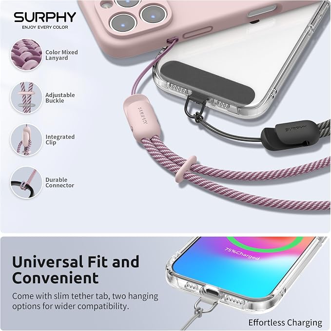 SURPHY 3 Pack Phone Wrist Strap, Phone Lanyard with Cellphone Tether Tab | Phone Strap Charm, Camera Wrist Strap with 2-Color Braided, Phone Wristlet, Wrist Lanyard for Case - Image 2