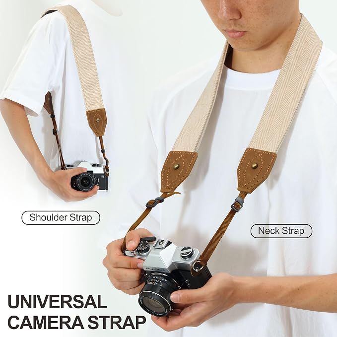 Padwa Lifestyle 2" Wide Classic Crazy Horse Art Cowhide Head Cotton Camera Straps for Photographers - Image 3