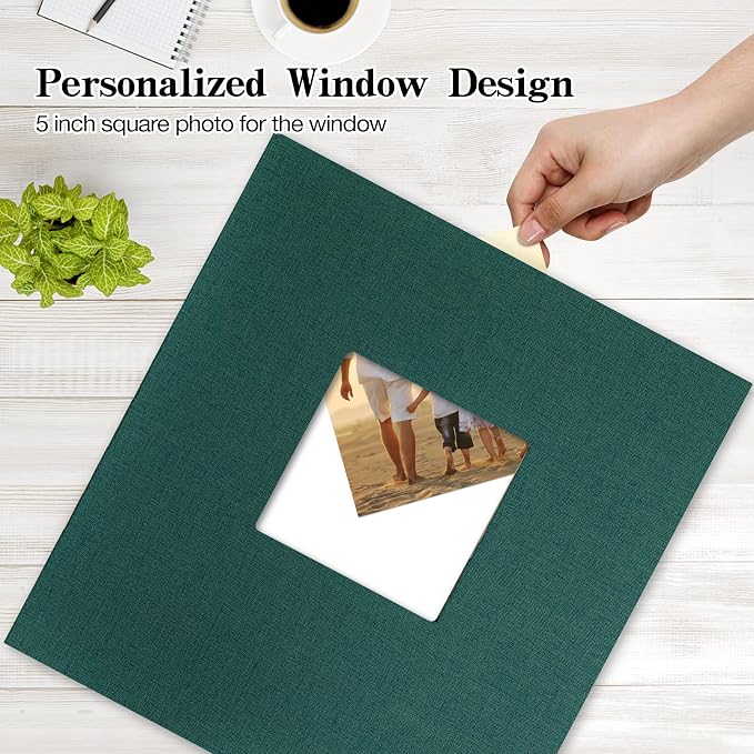 potricher Photo Album 4x6 Pictures, 600 Pockets, Linen Cover, Dark Green | Linen Cover, Front Window, Large Capacity 4x6 Picture Albums, Photo Book for Family, Wedding, Anniversary, Baby, Keepsake - Image 2