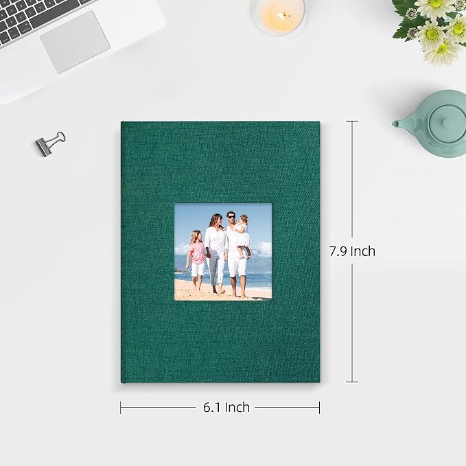 Mublalbum 2 Pack Small Photo Album 5x7, 52 Pockets, Linen Cover,Dark Green | Linen Cover with Display Window, 52 Vertical Pockets, Portable Mini Picture Book for Artwork Postcards, Picture Storage - Image 2