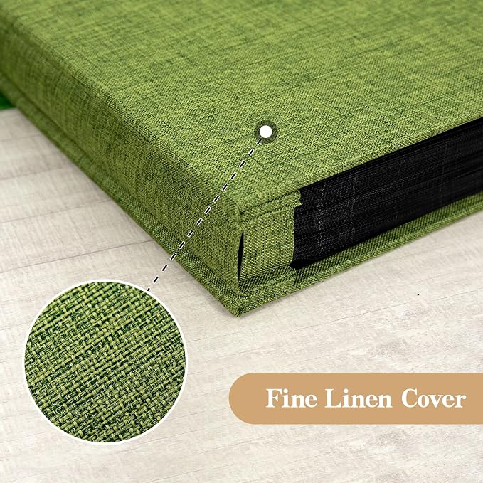 potricher Photo Album 4x6 Pictures, 200 Pockets, Linen Cover, Green | Linen Cover, Front Window, Large Capacity 4x6 Picture Albums, Photo Book for Family, Wedding, Anniversary, Baby, Keepsake - Image 6