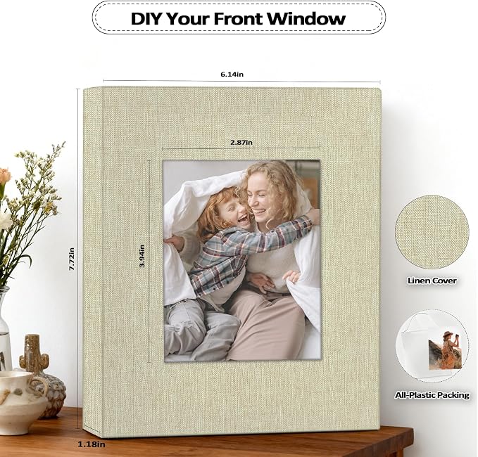 Popotop 2 Pack Photo Album 5x7 Pictures, Small Linen Slip-in Photo Albums Book for 80 Photos with 40 Pockets, Birthday Gifts for Women Mom Family Baby - Image 4