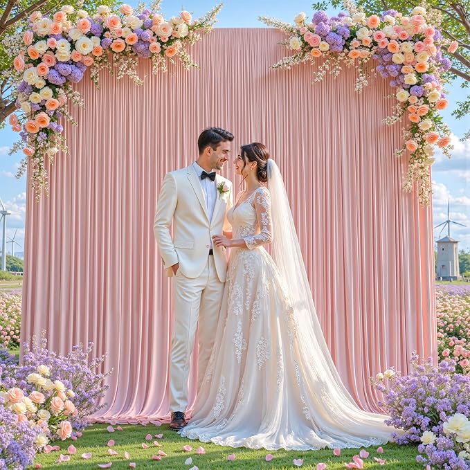 Rose Backdrop Curtains-Wrinkle-Free Polyester Photography Drapes Party Curtain Background for Baby Shower Wedding Decorations- 16 X10FT - Image 7
