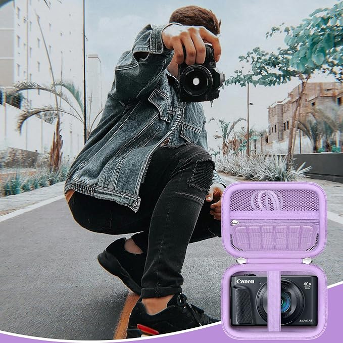 Carrying Case for Canon PowerShot SX740 HS, SX730 HS Camera, Purple | SX720 HS, SX620 HS, G7 X Mark III, G7 X Mark II Digital Camera, Storage Holder Travel Bag with Mesh Pocket for Battery Pack - Image 7