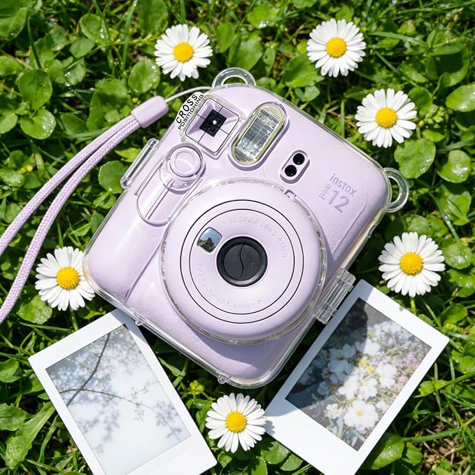 Clear Camera Case for Fujifilm Instax Mini 12, Purple Camera Strap | Protective Cover with Anti-Accidental Shutter, 4 Composition Cards, Photo Storage Holds 10 Films, Clear Hard Shell, No Camera - Image 8