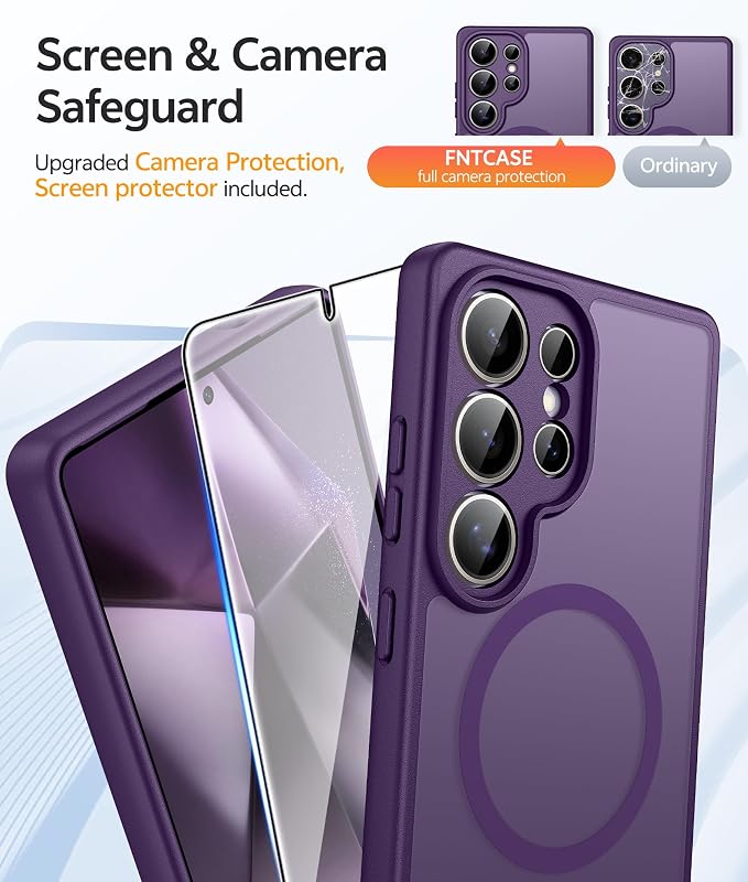 FNTCASE for Samsung Galaxy S24 Ultra Case, Compatible with Magsafe Purple | Screen Protector, Full Camera Protection, Translucent Matte, 14FT Military Grade Drop Proof, Protective Phone Cover - Image 4