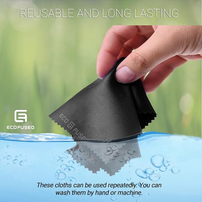 Eco-Fused Blue/Black Microfiber Cloth - 6x7 Inch - 12 Pack - Glasses & Lens Cleaning - Image 5